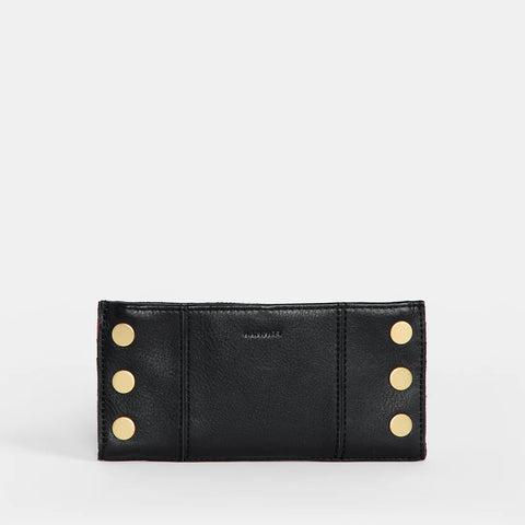 Hammitt 110 North Black Brushed Gold/Red Zip Wallet