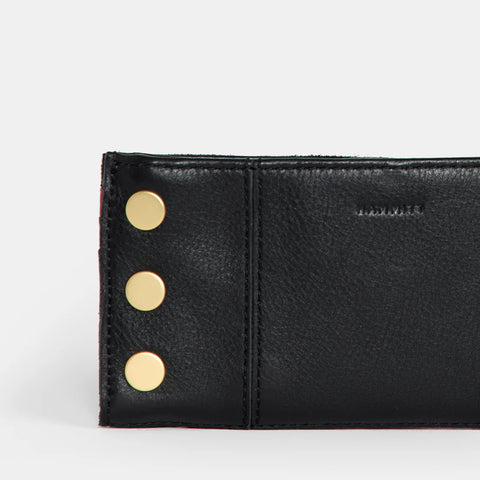 Hammitt 110 North Black Brushed Gold/Red Zip Wallet