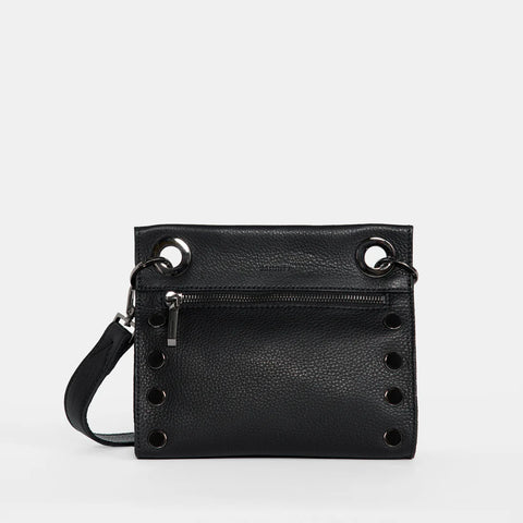 Hammitt Tony Small Black Gunmetal Leather Crossbody