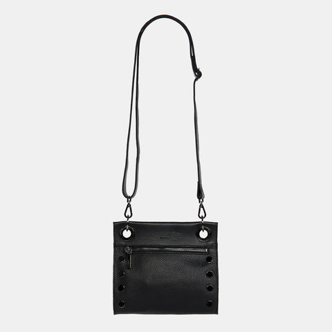 Hammitt Tony Small Black Gunmetal Leather Crossbody