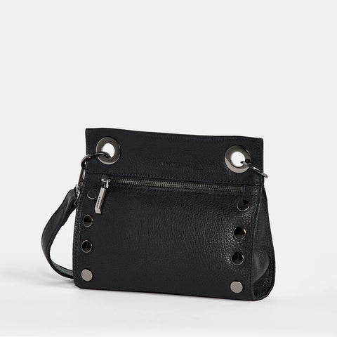 Hammitt Tony Small Black Gunmetal Leather Crossbody