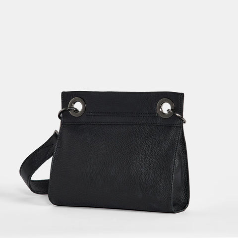 Hammitt Tony Small Black Gunmetal Leather Crossbody