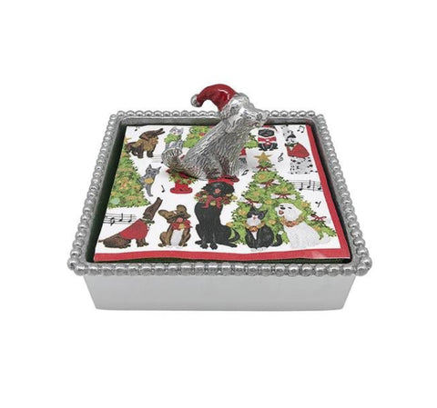 Mariposa Sitting Lab with Red Hat Beaded Napkin Box Set