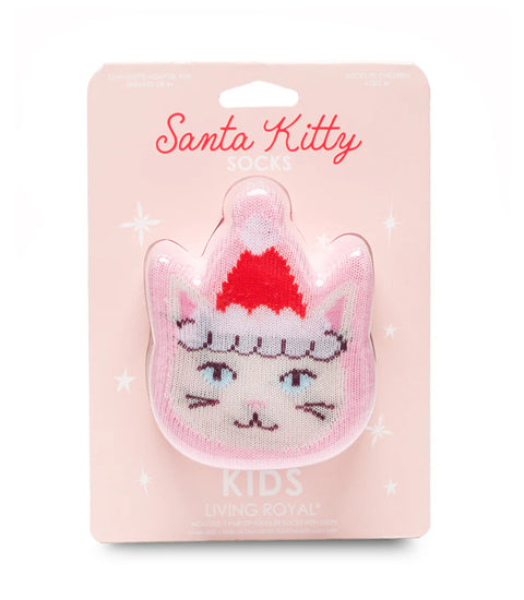 Living Royal Santa Kitty 3D Kids Crew Socks