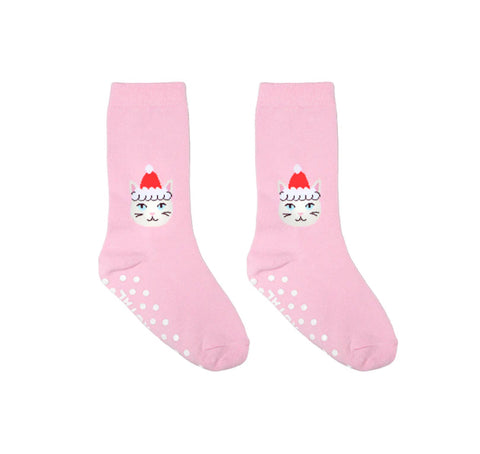 Living Royal Santa Kitty 3D Kids Crew Socks