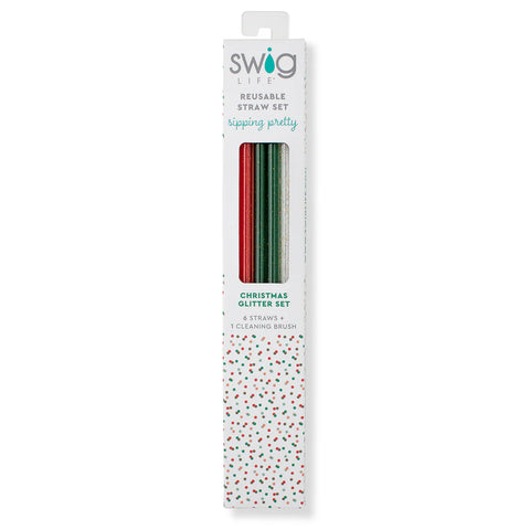 Swig Christmas Glitter Reusable Straw Set