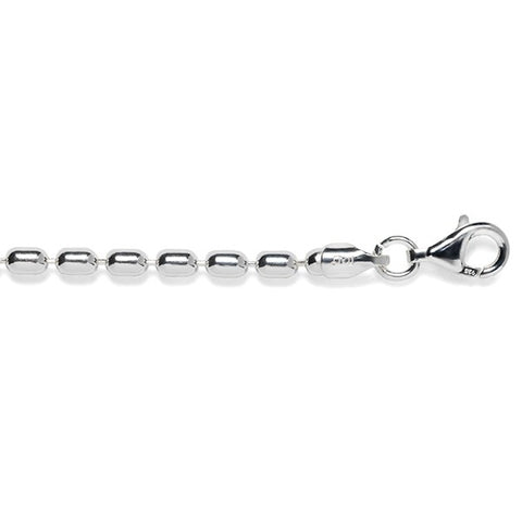 Italian Sterling Silver Rice Bead Chain 3mm - Multiple Sizes Available