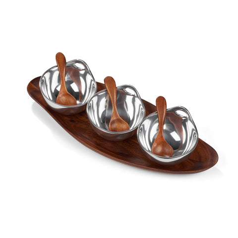 Nambe Portables Triple Condiment Server