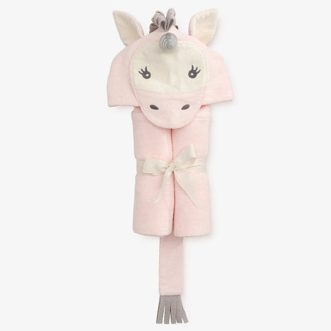 Elegant Baby Pink Unicorn Hooded Baby Bath Wrap