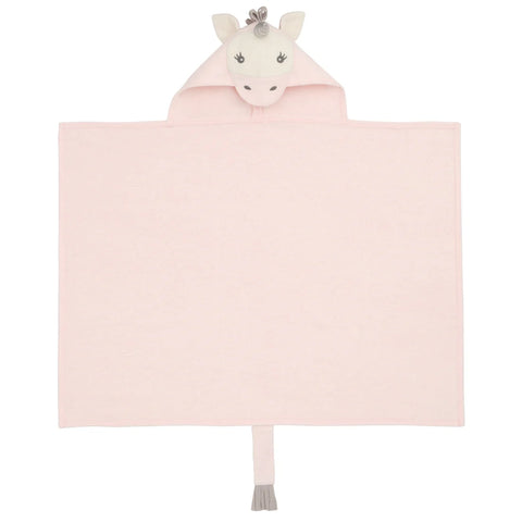 Elegant Baby Pink Unicorn Hooded Baby Bath Wrap