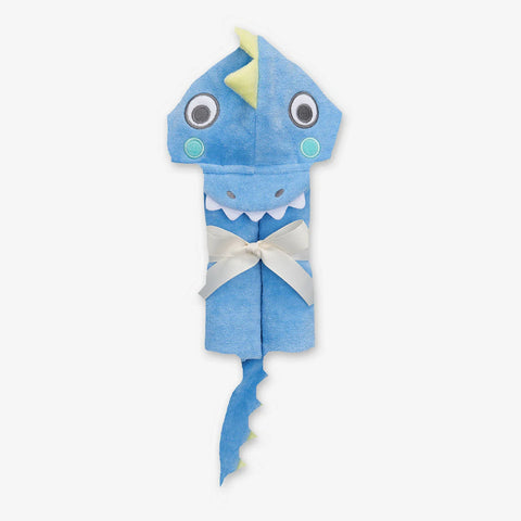 Elegant Baby Blue Dino Hooded Baby Bath Wrap