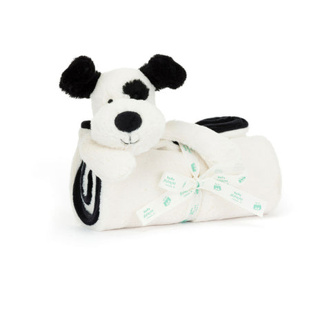 JELLYCAT BASHFUL BLACK & CREAM PUPPY BLANKIE