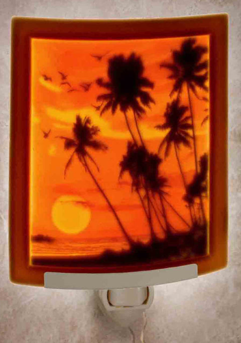 The Porcelain Garden Tropical Sunset Colored Curved Night Light