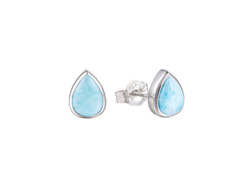 Alamea 6mm Larimar Teardrop Post Earrings