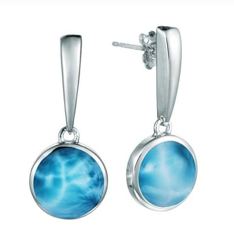 Alamea Round Post Earrings with Larimar